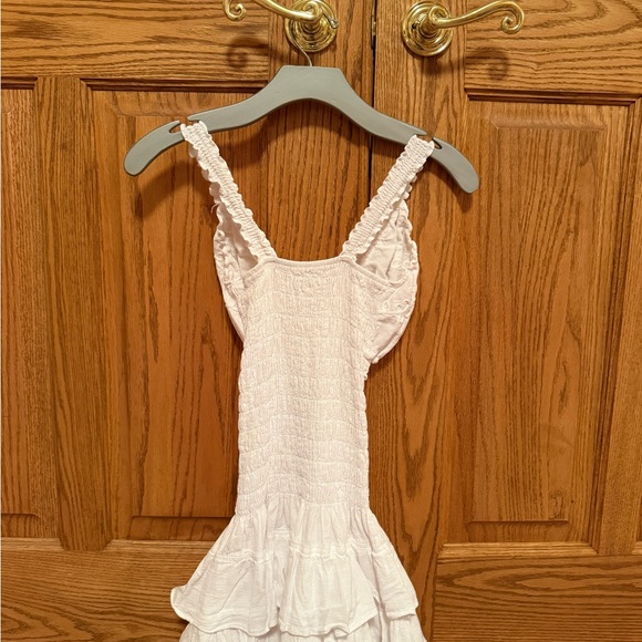 Chic White Ruffled Mini Dress - Picture 2 of 2